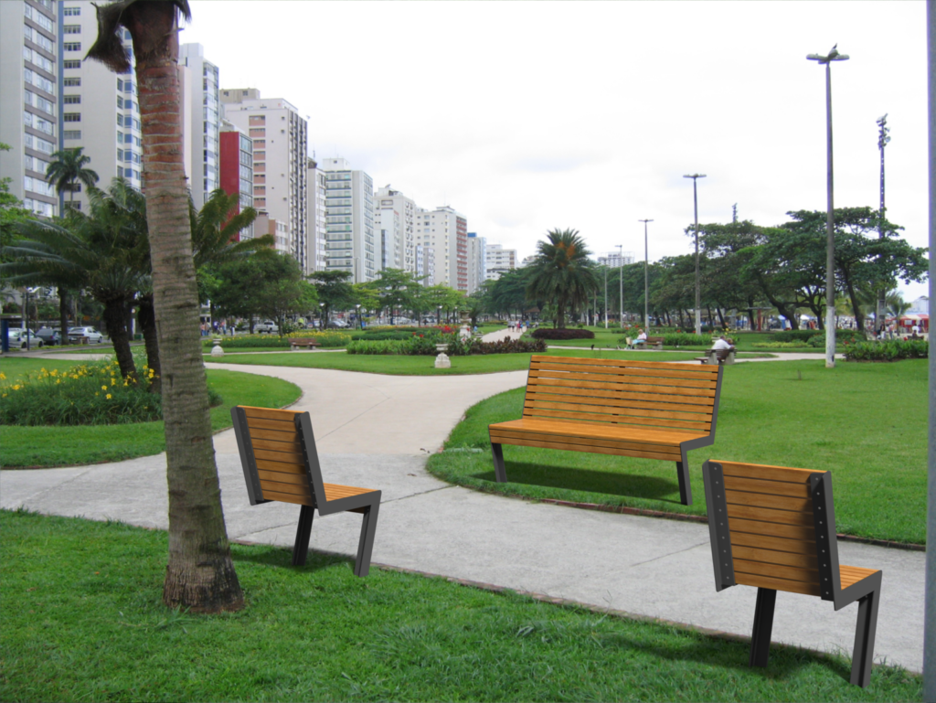 Banc T en bois et fer – couleur personnalisable