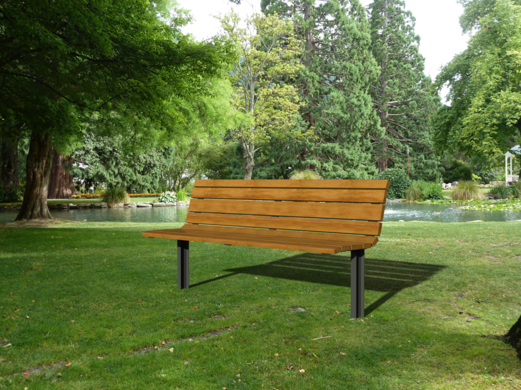 Banc en bois kambala - mobilier urbain avec velature pour l’extérieur.