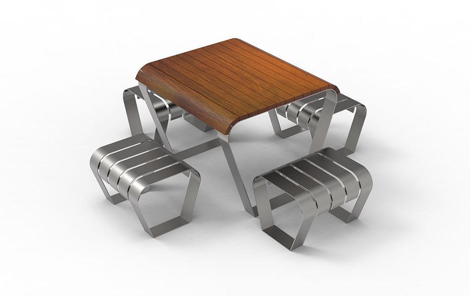 Ensemble table et chaises en fer et bois