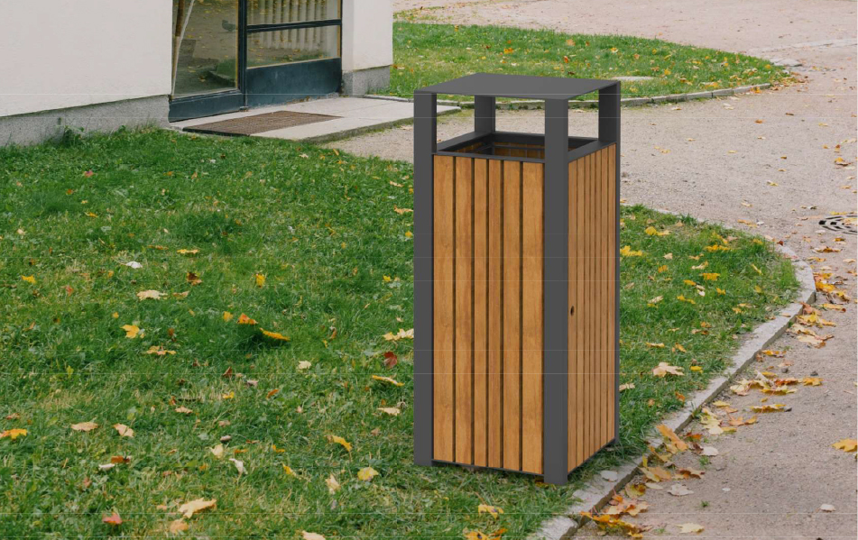 Corbeille MOD en fer et bois.