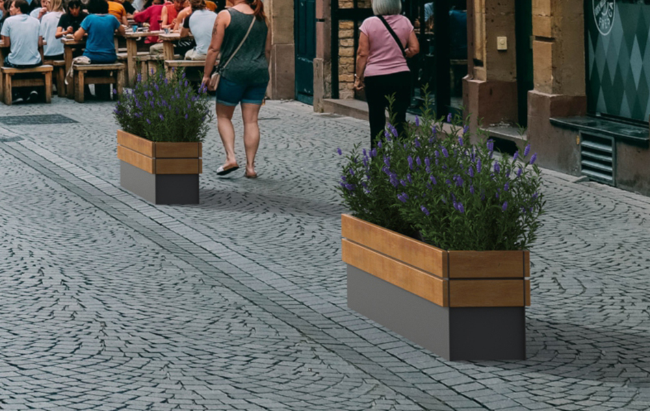 Jardinière en fer et bois