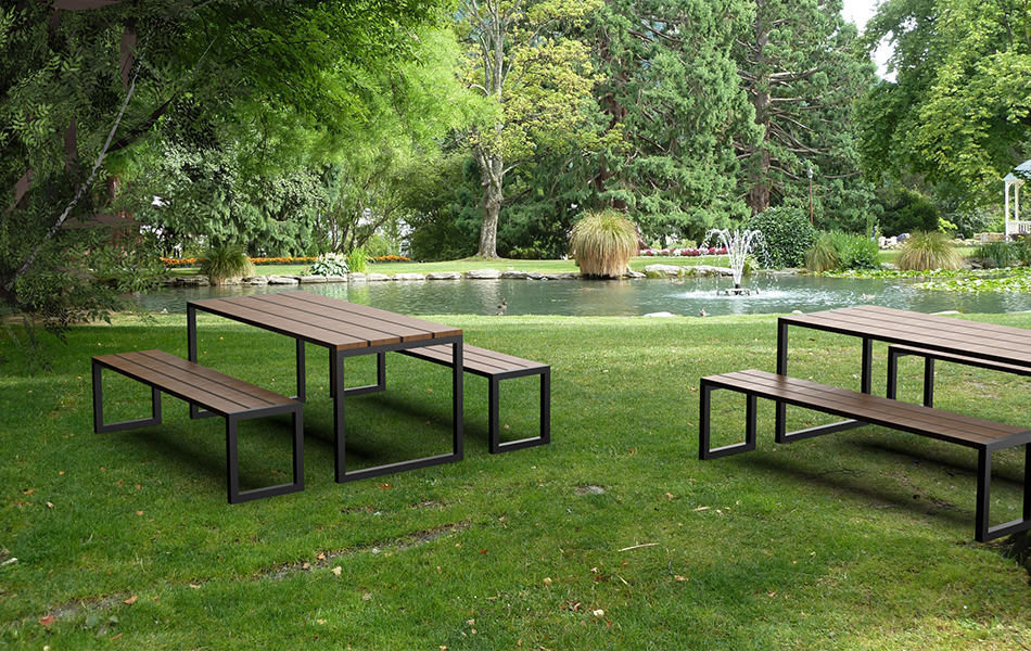 Banc Square en fer et bois – couleur personnalisable