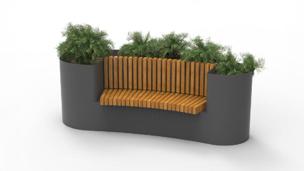 Jardinière en fer et bois