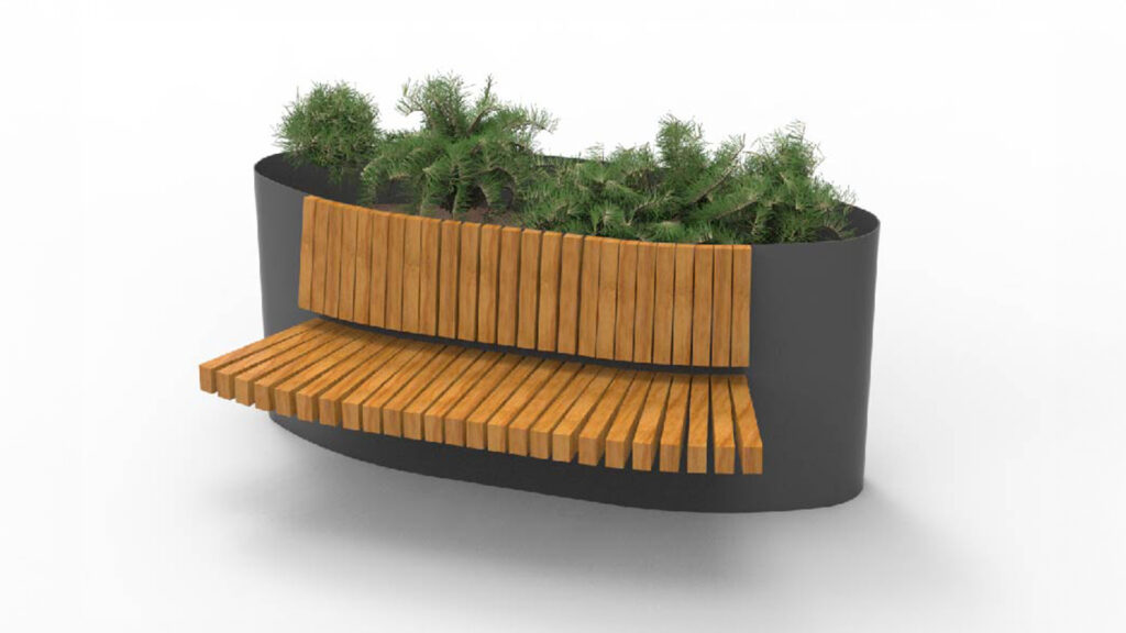 Jardinière en fer et bois